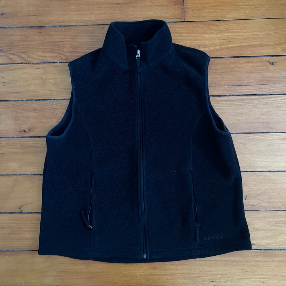 L.L. Bean Women's Black Vintage Fleece Vest Polartec Large
